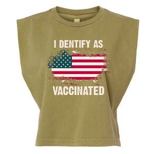 I Dentify As Vaccinated American Flag Garment-Dyed Women's Muscle Tee