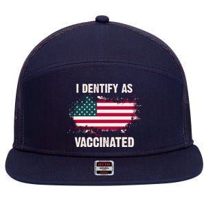 I Dentify As Vaccinated American Flag 7 Panel Mesh Trucker Snapback Hat