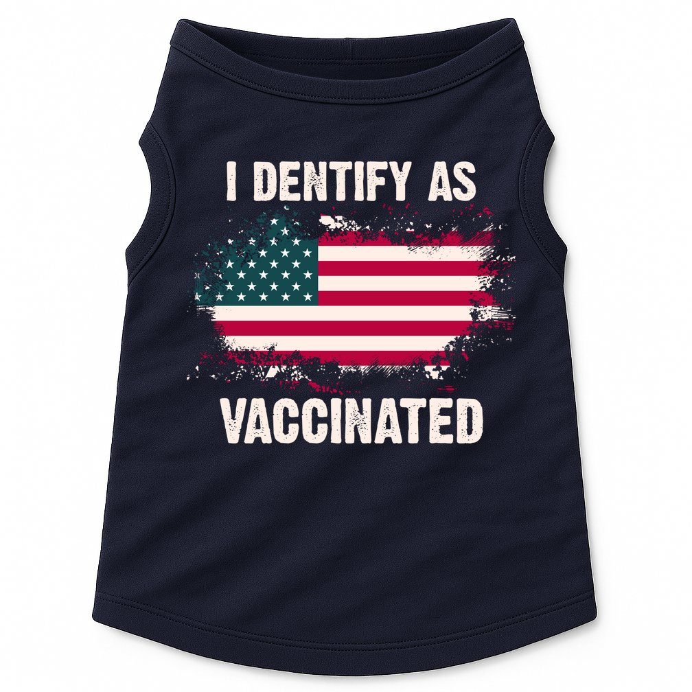 I Dentify As Vaccinated American Flag Doggie Tank