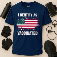 I Dentify As Vaccinated American Flag Cooling Performance Crew T-Shirt