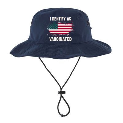 I Dentify As Vaccinated American Flag Bucket Hat