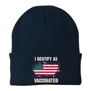 I Dentify As Vaccinated American Flag Knit Cap Winter Beanie