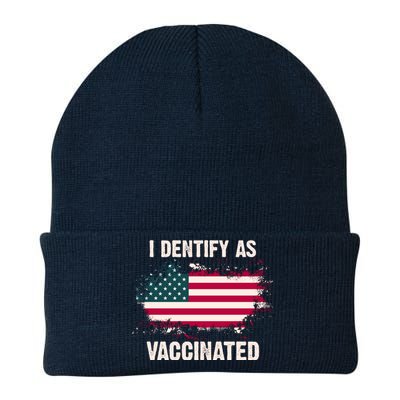 I Dentify As Vaccinated American Flag Knit Cap Winter Beanie