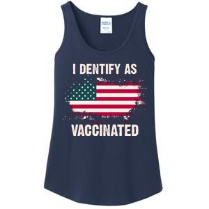 I Dentify As Vaccinated American Flag Ladies Essential Tank