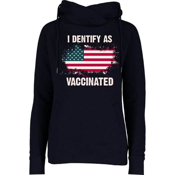 I Dentify As Vaccinated American Flag Womens Funnel Neck Pullover Hood