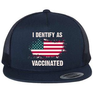 I Dentify As Vaccinated American Flag Flat Bill Trucker Hat