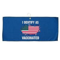 I Dentify As Vaccinated American Flag Large Microfiber Waffle Golf Towel