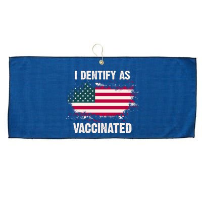 I Dentify As Vaccinated American Flag Large Microfiber Waffle Golf Towel