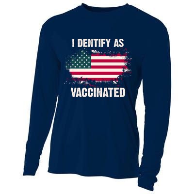 I Dentify As Vaccinated American Flag Cooling Performance Long Sleeve Crew
