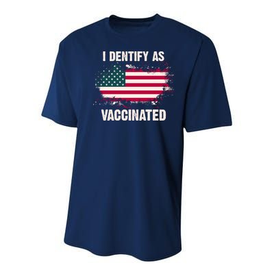 I Dentify As Vaccinated American Flag Youth Performance Sprint T-Shirt