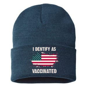 I Dentify As Vaccinated American Flag Sustainable Knit Beanie