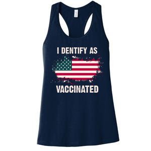 I Dentify As Vaccinated American Flag Women's Racerback Tank