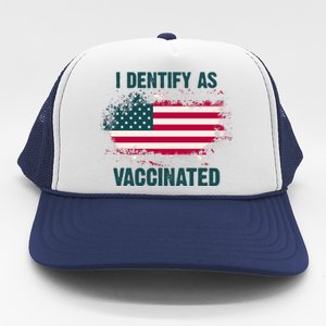 I Dentify As Vaccinated American Flag Trucker Hat