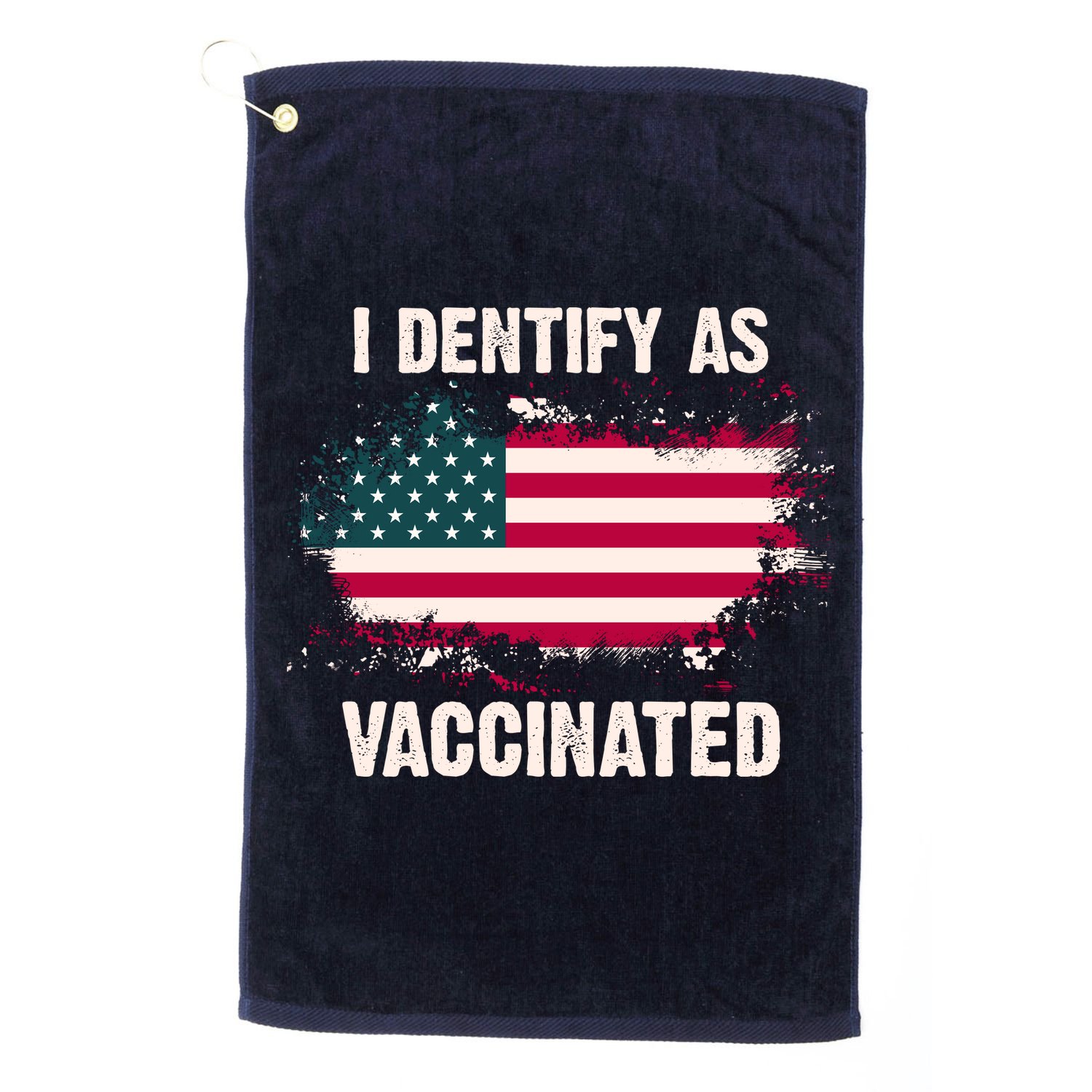 I Dentify As Vaccinated American Flag Golf Towel