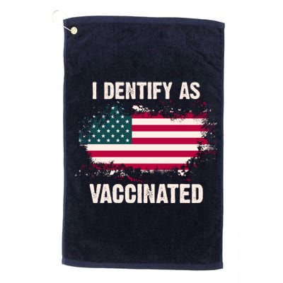 I Dentify As Vaccinated American Flag Platinum Collection Golf Towel