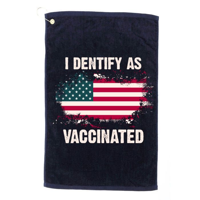 I Dentify As Vaccinated American Flag Platinum Collection Golf Towel