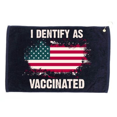 I Dentify As Vaccinated American Flag Grommeted Golf Towel