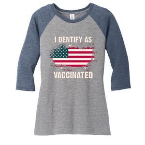 I Dentify As Vaccinated American Flag Women's Tri-Blend 3/4-Sleeve Raglan Shirt