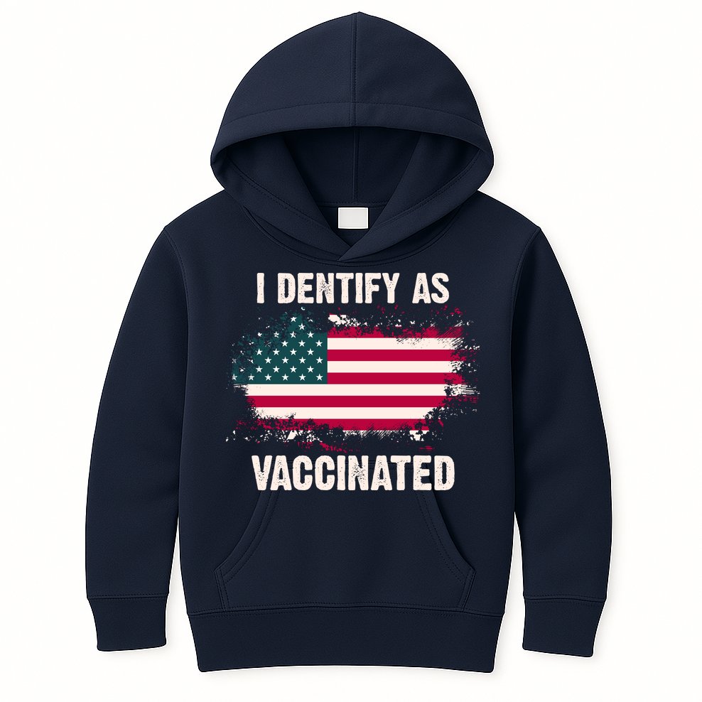 I Dentify As Vaccinated American Flag Kids Hoodie