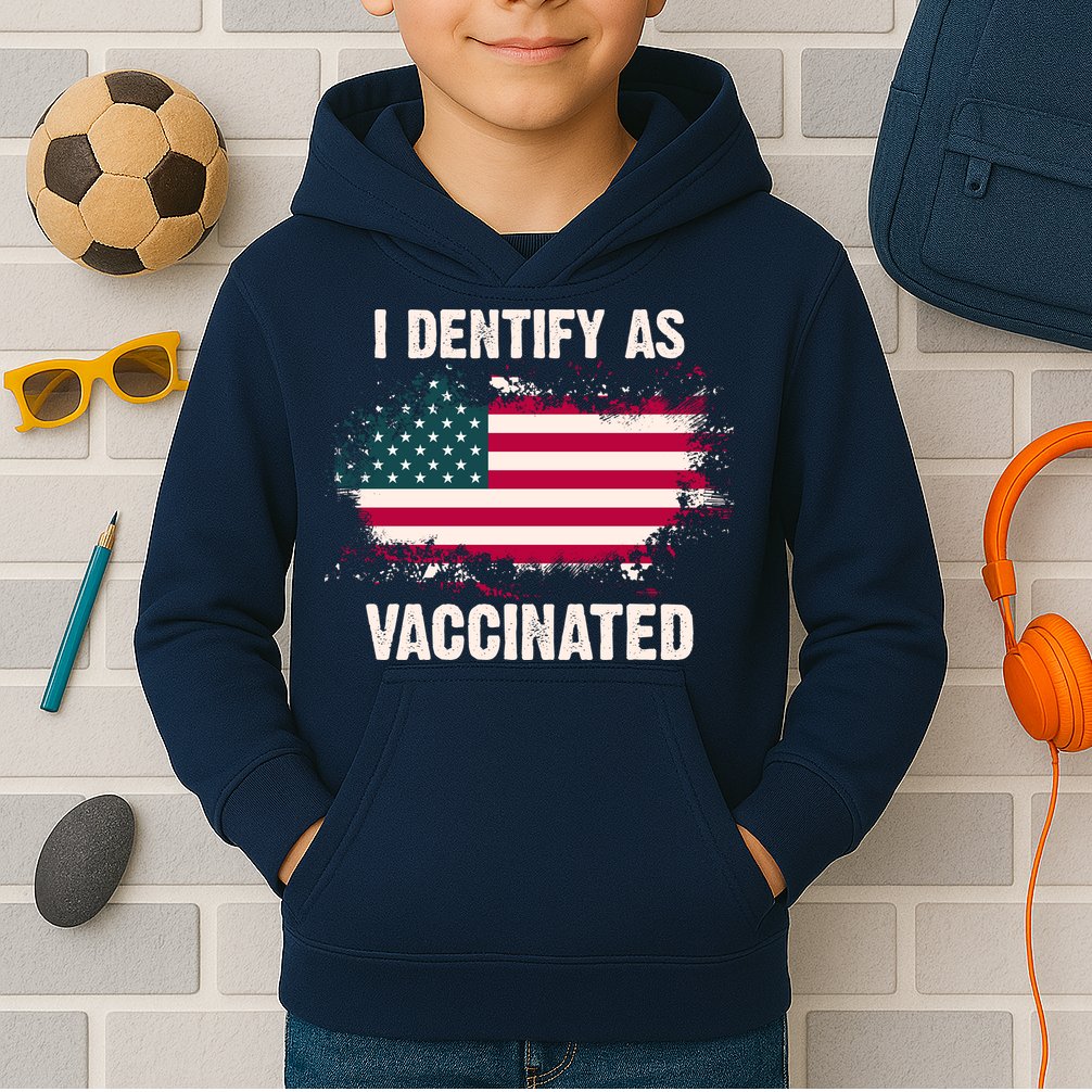 I Dentify As Vaccinated American Flag Kids Hoodie