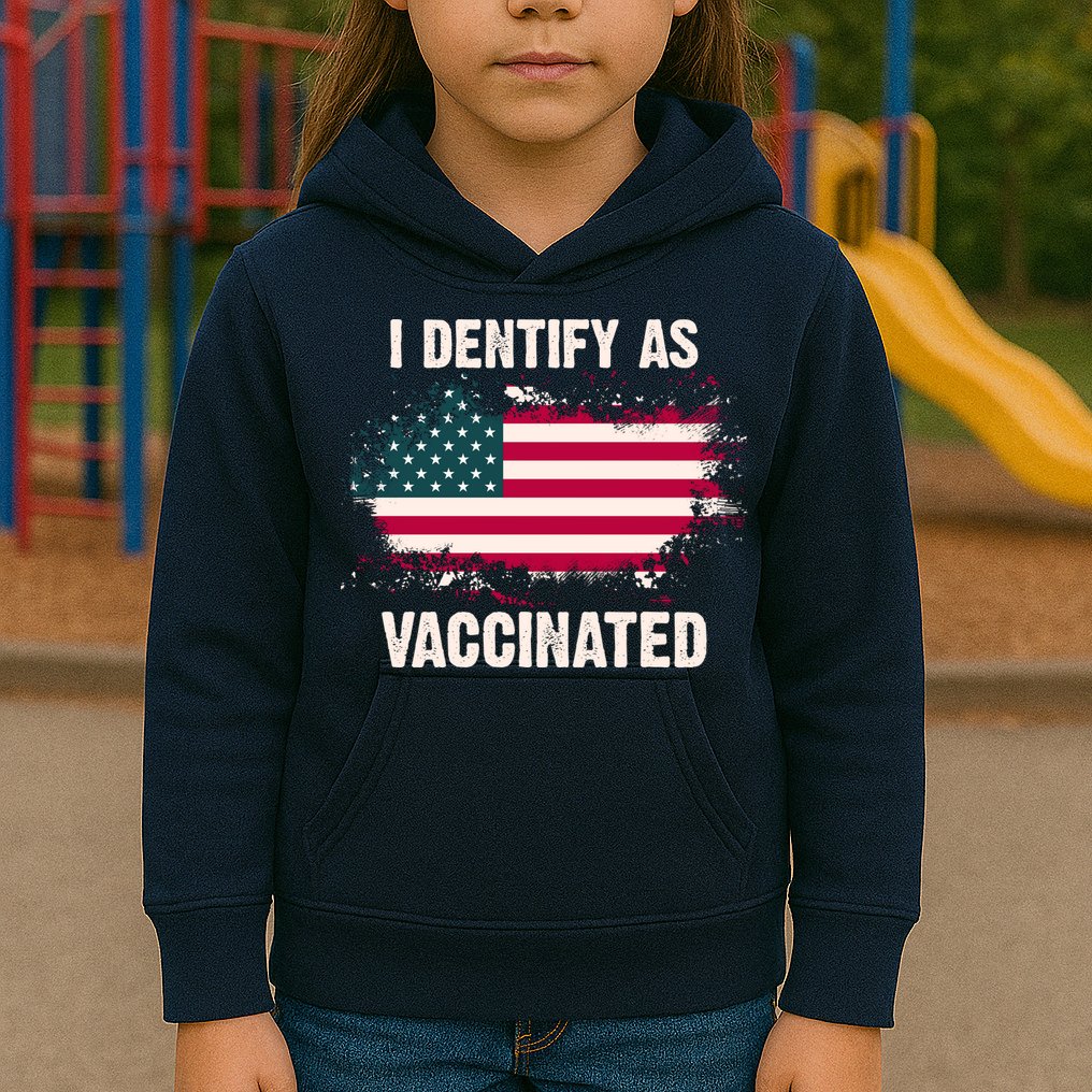 I Dentify As Vaccinated American Flag Kids Hoodie