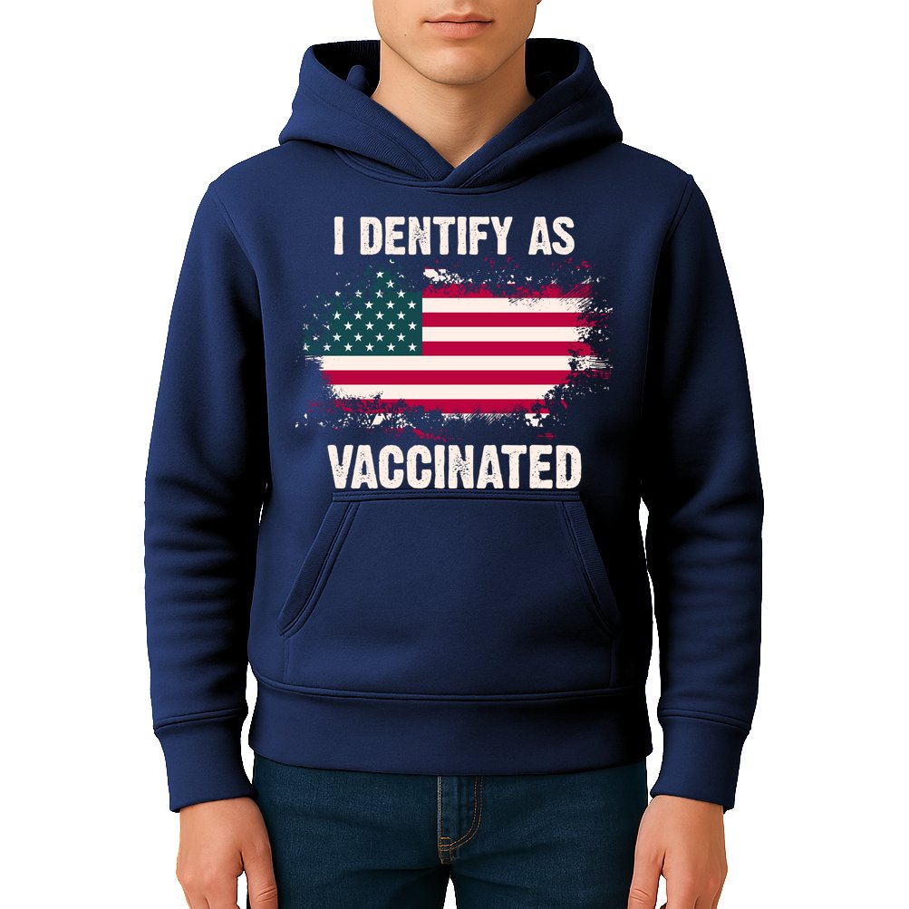 I Dentify As Vaccinated American Flag Kids Hoodie