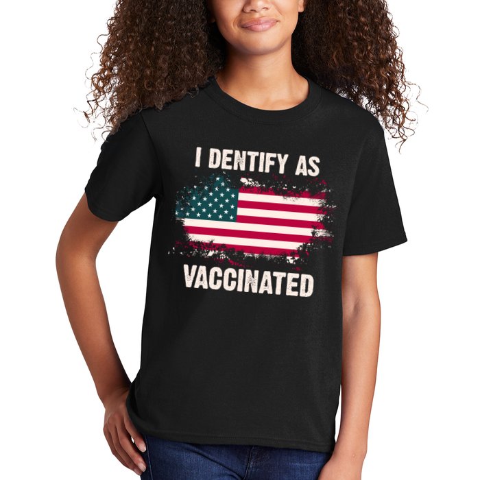 I Dentify As Vaccinated American Flag Kids T-Shirt