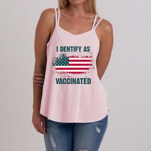 I Dentify As Vaccinated American Flag Women's Strappy Tank