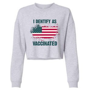 I Dentify As Vaccinated American Flag Cropped Pullover Crew