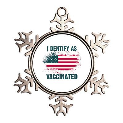 I Dentify As Vaccinated American Flag Metallic Star Ornament