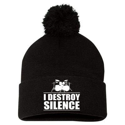 I Destroy Silence Pom Pom 12in Knit Beanie