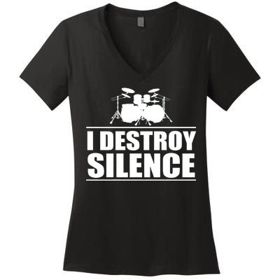 I Destroy Silence Women's V-Neck T-Shirt