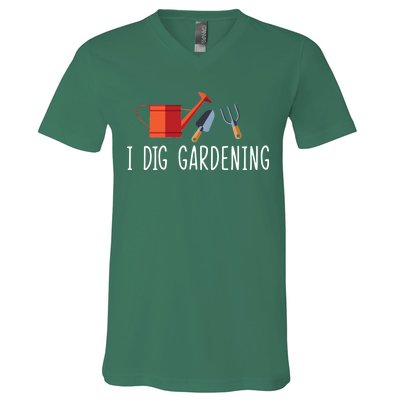 I Dig Gardening V-Neck T-Shirt