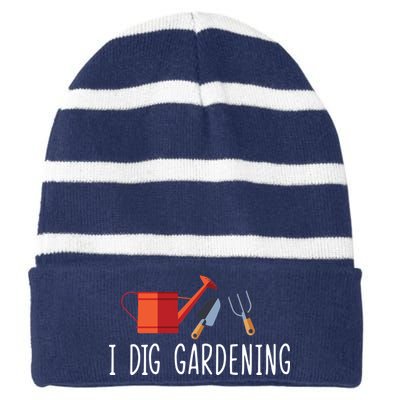 I Dig Gardening Striped Beanie with Solid Band