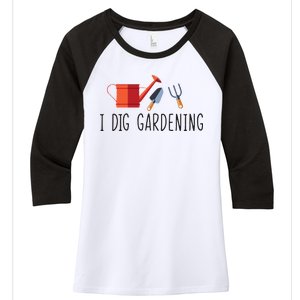 I Dig Gardening Women's Tri-Blend 3/4-Sleeve Raglan Shirt