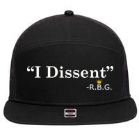 I Dissent RBG Ruth Bader Ginsburg 7 Panel Mesh Trucker Snapback Hat