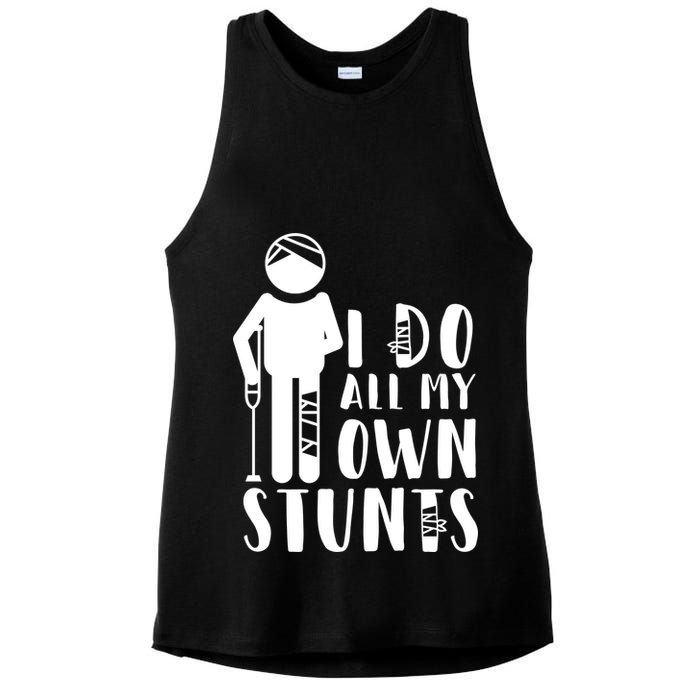 I Do All My Own Stunts Stick Figure Ladies PosiCharge Tri-Blend Wicking Tank
