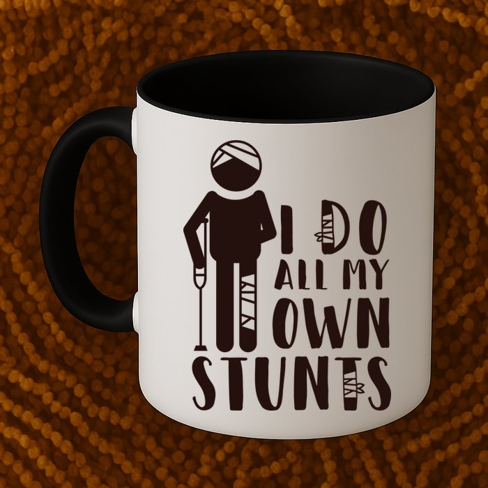 I Do All My Own Stunts Stick Figure Mug