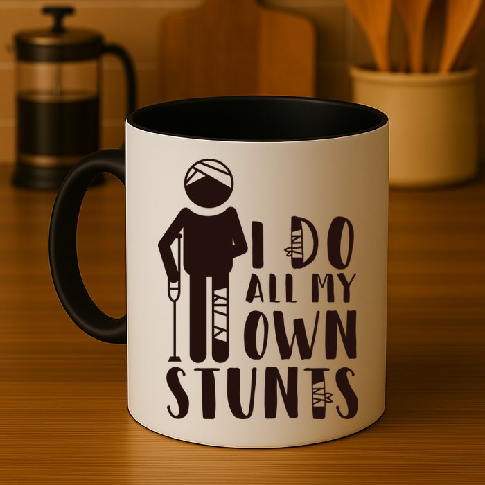 I Do All My Own Stunts Stick Figure Mug