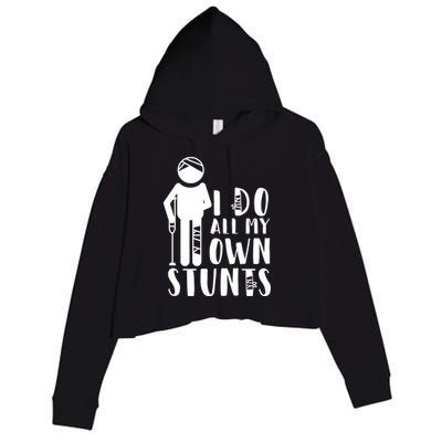 I Do All My Own Stunts Stick Figure Crop Fleece Hoodie