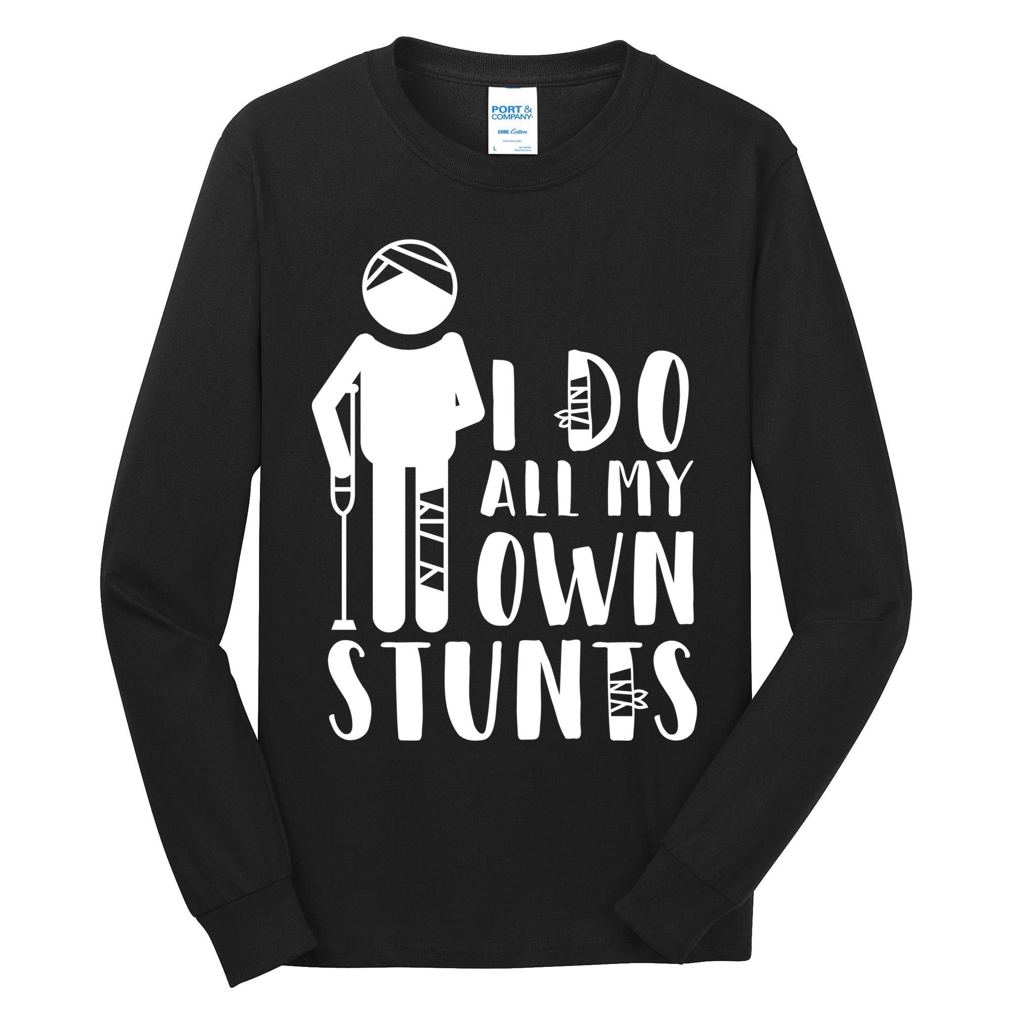 I Do All My Own Stunts Stick Figure Tall Long Sleeve T-Shirt