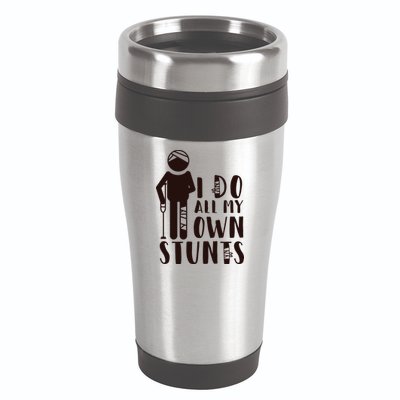 I Do All My Own Stunts Stick Figure 16oz Travel Tumbler