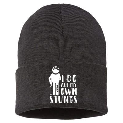 I Do All My Own Stunts Stick Figure Sustainable Knit Beanie