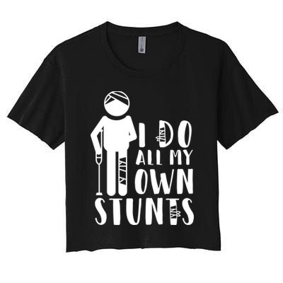 I Do All My Own Stunts Stick Figure Crop Top