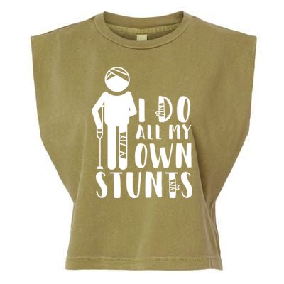 I Do All My Own Stunts Stick Figure Garment-Dyed Women's Muscle Tee