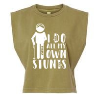I Do All My Own Stunts Stick Figure Garment-Dyed Women's Muscle Tee
