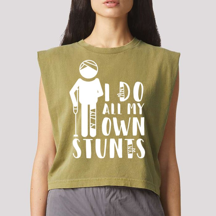 I Do All My Own Stunts Stick Figure Garment-Dyed Women's Muscle Tee