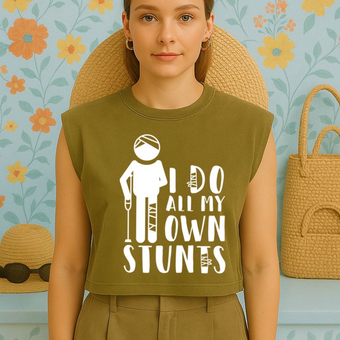 I Do All My Own Stunts Stick Figure Garment-Dyed Women's Muscle Tee