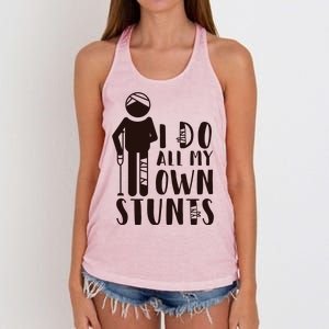 I Do All My Own Stunts Stick Figure Women's Knotted Racerback Tank