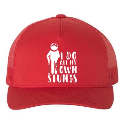I Do All My Own Stunts Stick Figure Yupoong Adult 5-Panel Trucker Hat
